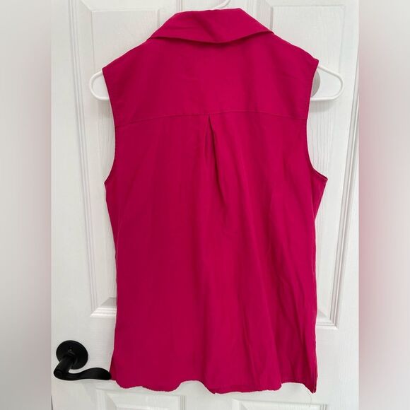 Karen Scott Hot Pink Magenta Sleeveless Botton Down Collared Shirt Womens Size S - Picture 2 of 4